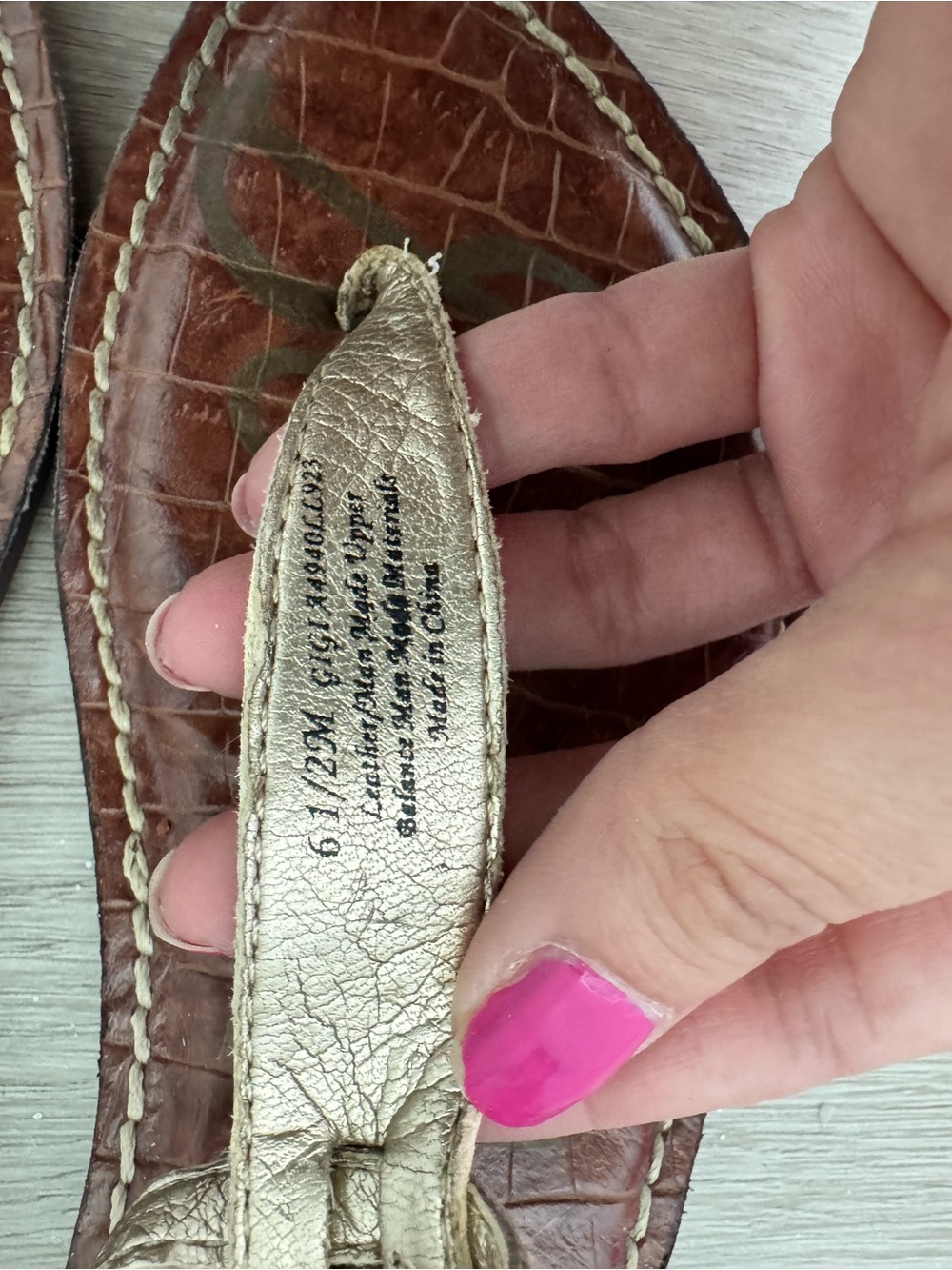 Sam Edelman Brown Croc-Embossed Sandals with Snake-Print Straps and Red Accent - Picture 3 of 4